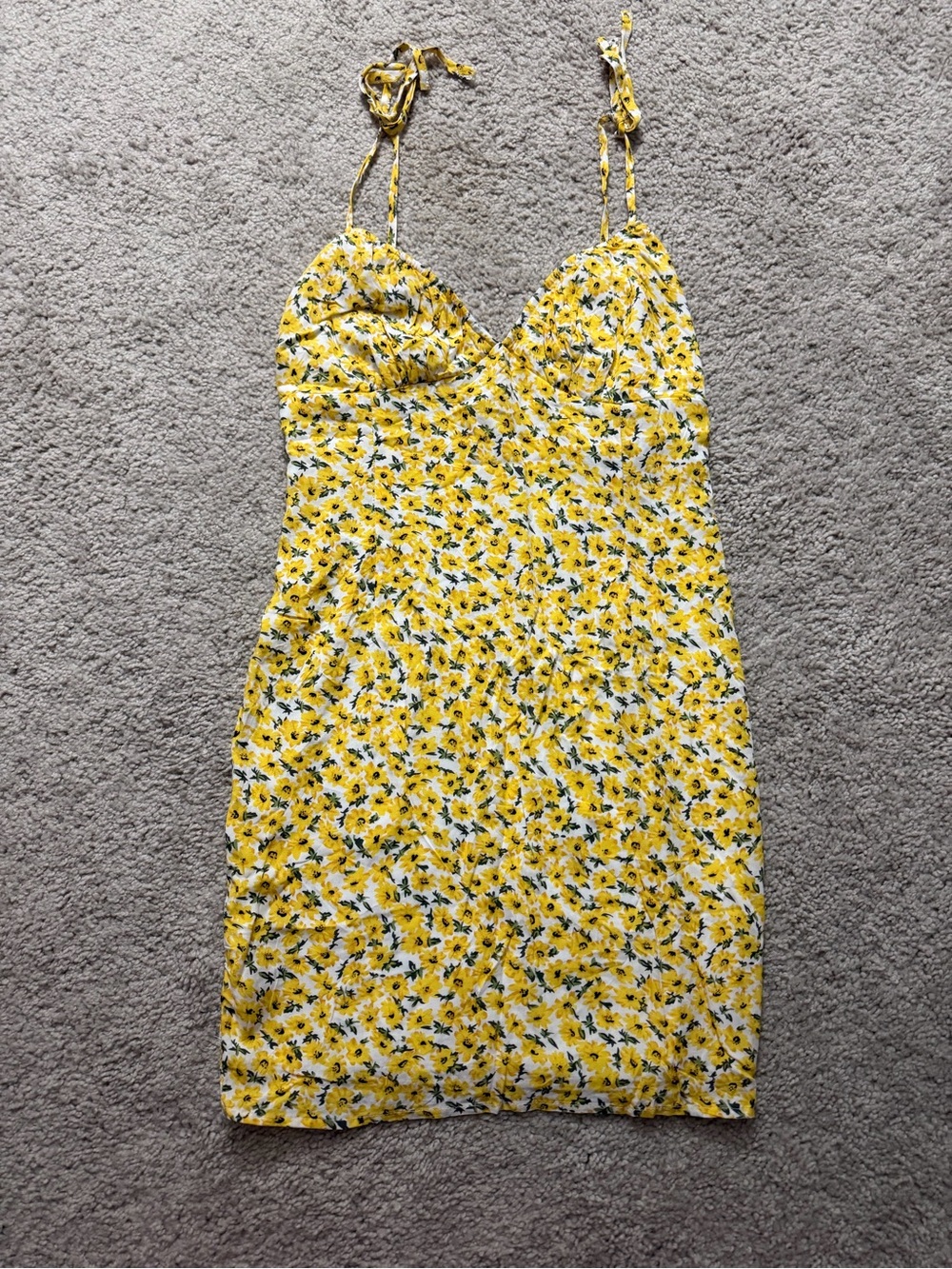 Marshalls Yellow Floral Tie-Strap Mini Dress